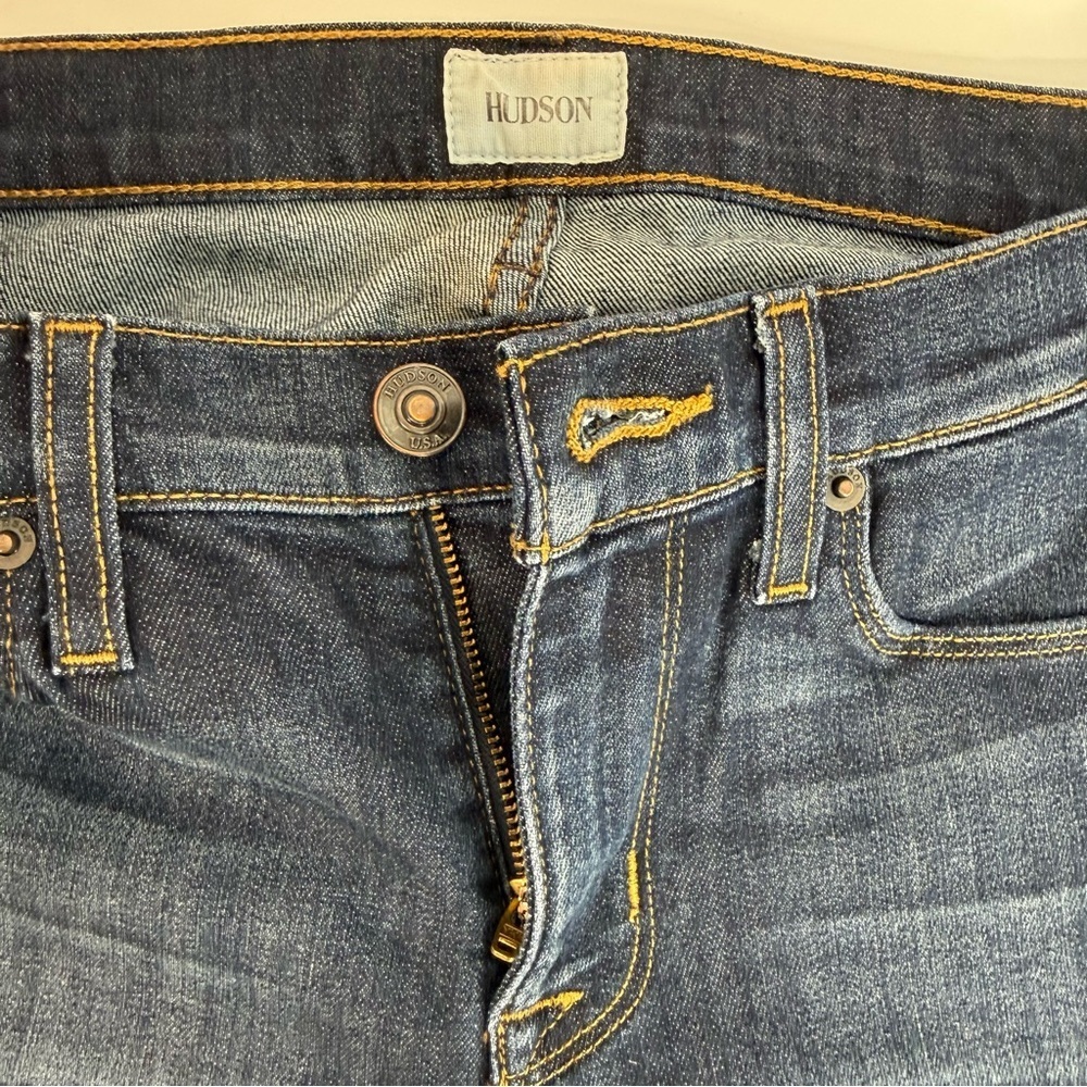 HUDSON Nico Midrise Size 26 Waist 32” Super Skinny Denim Dark Wash Blue Jeans - Picture 5 of 13